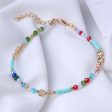 Blue Acrylic & 18K Gold-Plated Beaded Anklet Fashion