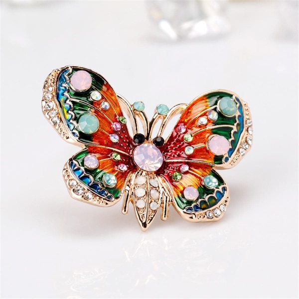 18K Gold-Plated Cubic Zirconia Butterfly Brooch For Discount