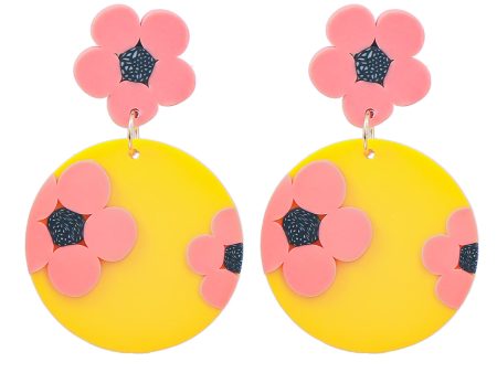 Yellow Polymer Clay & 18K Gold-Plated Flower Drop Earrings Hot on Sale