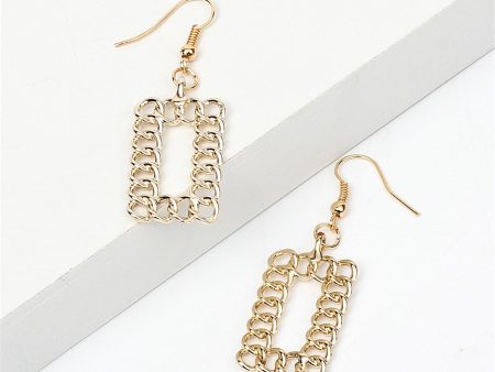 18K Gold-Plated Open Figaro Rectangle Drop Earrings Online now