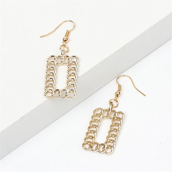 18K Gold-Plated Open Figaro Rectangle Drop Earrings Online now