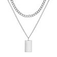 Silver-Plated Rectangle Layered Pendant Necklace Supply