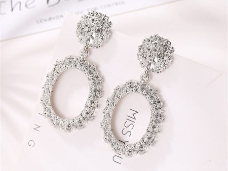 Silver-Plated Open Oval Drop Earrings Online now