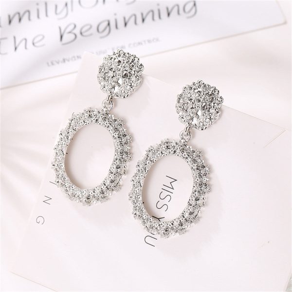 Silver-Plated Open Oval Drop Earrings Online now