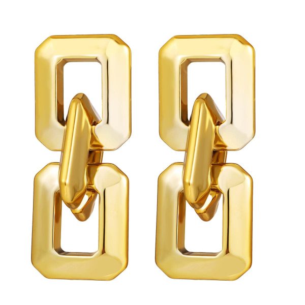 18K Gold-Plated Geometric Chain Link Drop Earrings Online