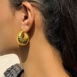 18K Gold-Plated Ribbed U-Shape Drop Earrings For Cheap