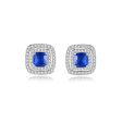 Blue Crystal & Cubic Zirconia Silver-Plated Halo Square Stud Earrings Hot on Sale