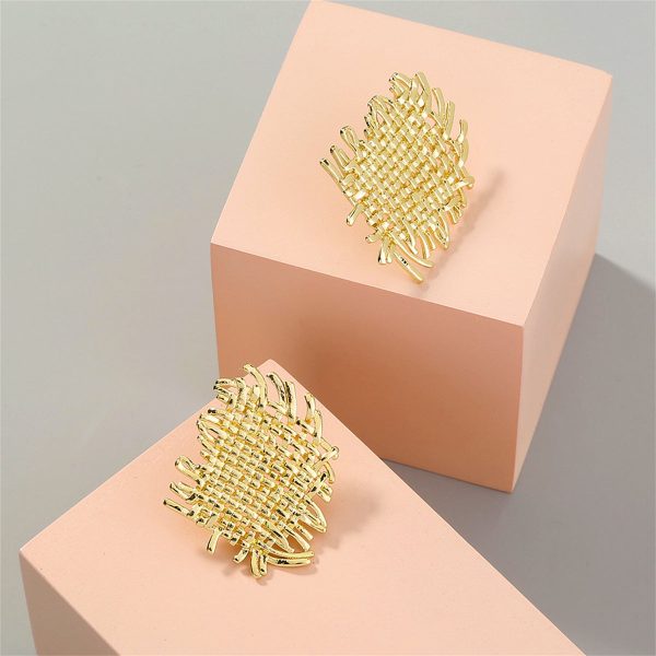 18K Gold-Plated Weave Stud Earrings Discount