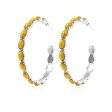 Yellow Turquoise & Silver-Plated Oval-Cut Hoop Earrings Discount