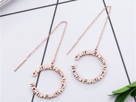 18K Rose Gold-Plated  Can T Live Without  Hoop Threader Earrings For Cheap