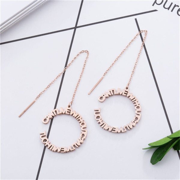 18K Rose Gold-Plated  Can T Live Without  Hoop Threader Earrings For Cheap