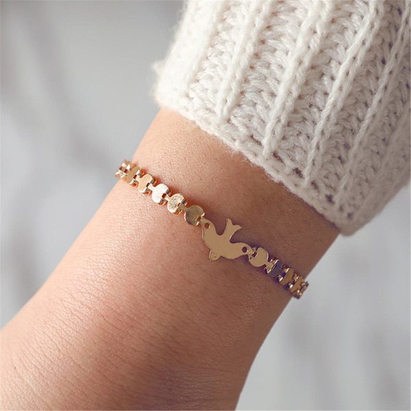 18K Gold-Plated Bird Bracelet Online now