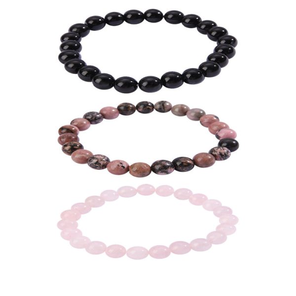 Black Quartz Beaded Stretch Bracelet Set Online Sale