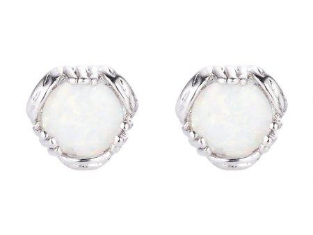 White Opal Prong-Set Stud Earrings on Sale