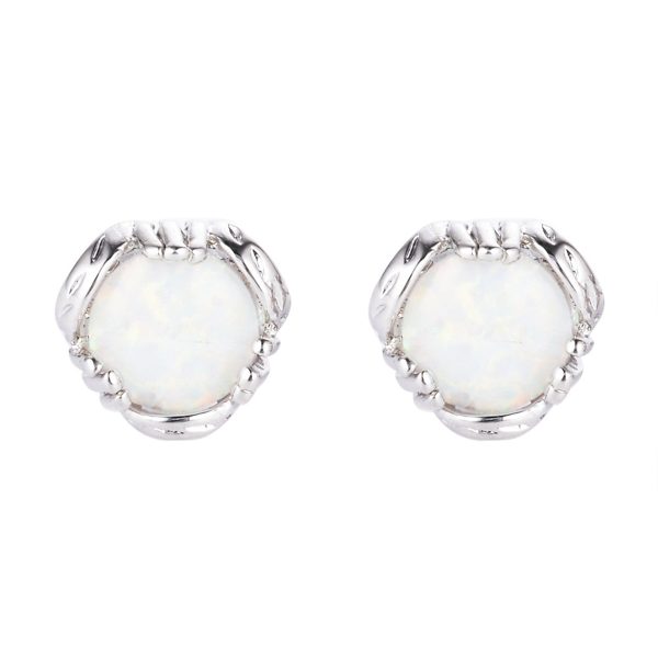 White Opal Prong-Set Stud Earrings on Sale