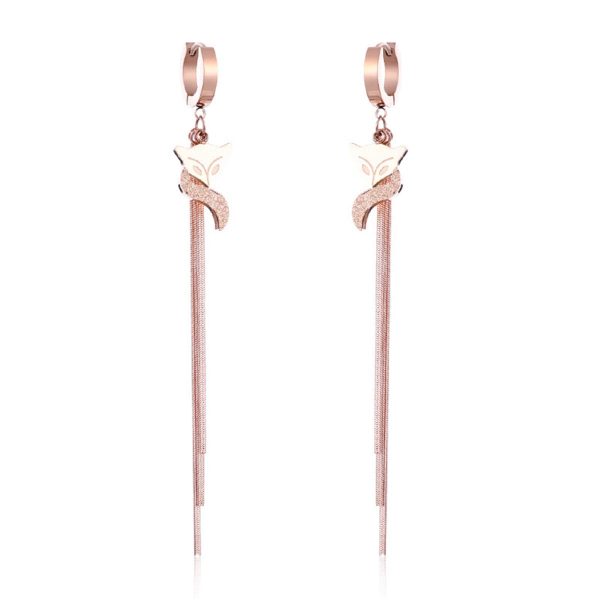 18K Rose Gold-Plated Frosted Fox Drop Earrings Supply