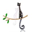 Black & White Kitty Branch Brooch Cheap