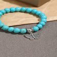 Turquoise & Silver-Plated Butterfly Beaded Stretch Bracelet Online Sale