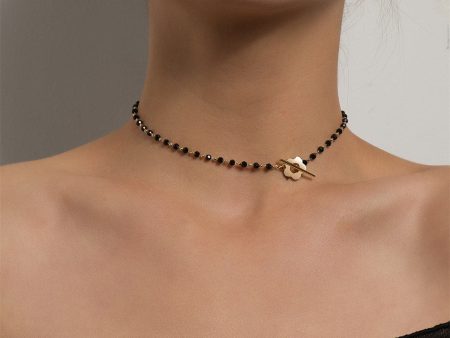 Black Acrylic & 18K Gold-Plated Floral Choker Necklace Online now