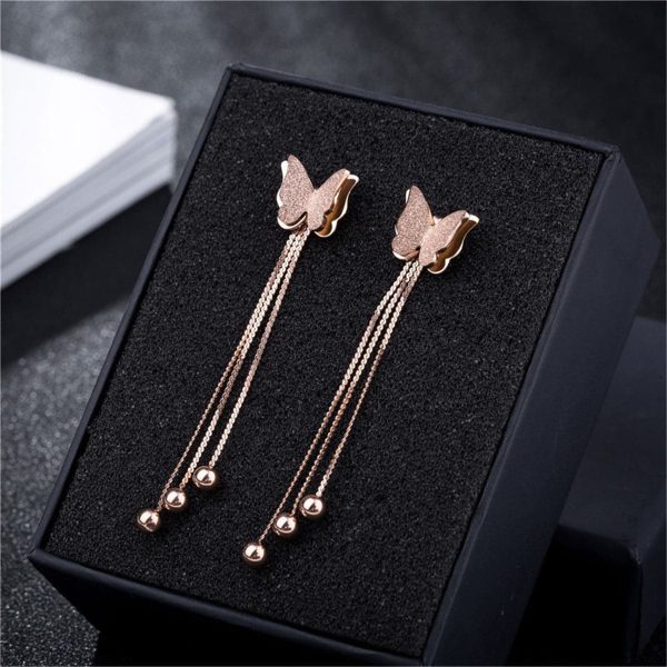 18K Rose Gold-Plated Butterfly Bead Drop Earrings Online