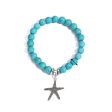 Turquoise & Silver-Plated Starfish Beaded Stretch Bracelet For Discount