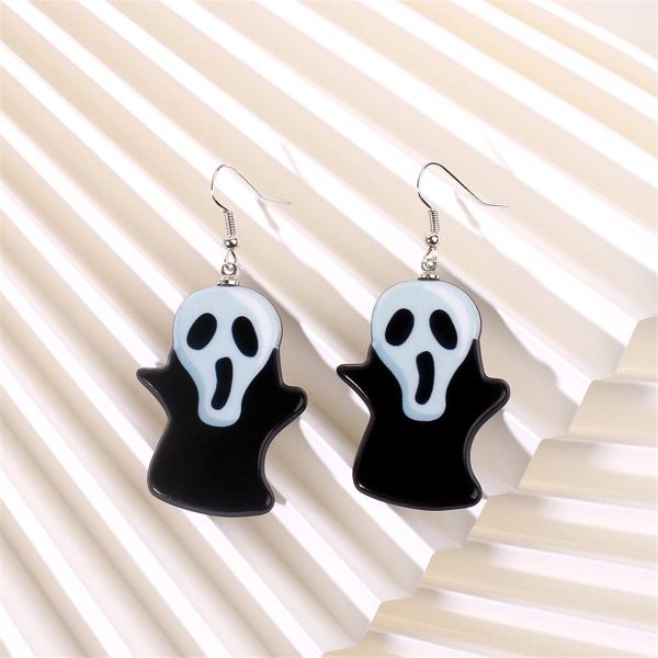 Black Acrylic & Silver-Plated Ghost Drop Earrings Sale