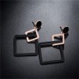 18K Rose Gold-Plated & Black Double Open Rhombus Drop Earrings Online