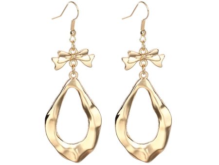 18K Gold-Plated Bow Drop Earrings For Cheap