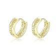 18K Gold-Plated Openwork Rattan Circle Huggie Earrings For Sale