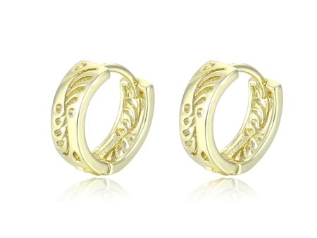 18K Gold-Plated Openwork Rattan Circle Huggie Earrings For Sale