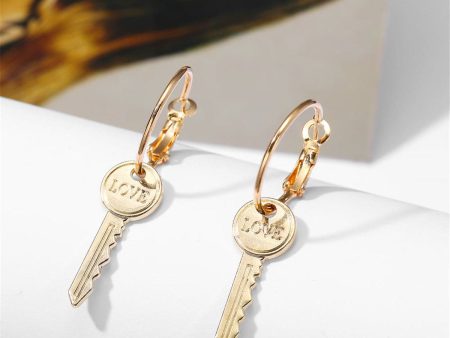 18K Gold-Plated  Love  Key Drop Earrings Hot on Sale