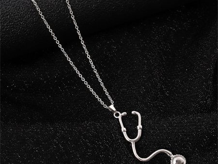 Silver-Plated Stethoscope Pendant Necklace Fashion