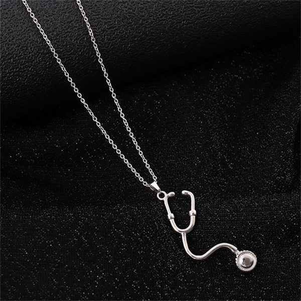 Silver-Plated Stethoscope Pendant Necklace Fashion