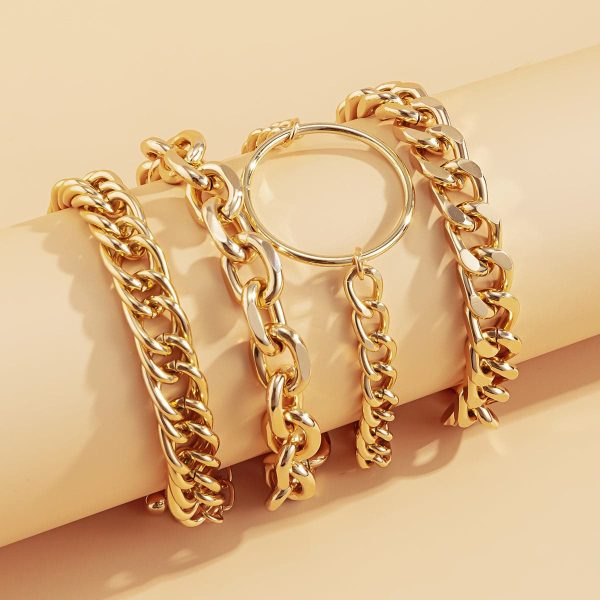 18K Gold Plated Hoop Cable Chain Bracelet Set Online now