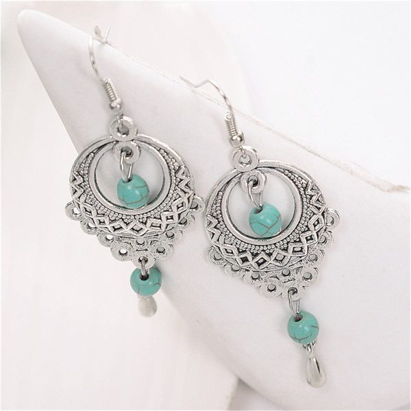 Turquoise & Silver-Plated Botany Drop Earrings For Discount