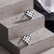 Black & White Checkerboard Heart Stud Earrings Supply