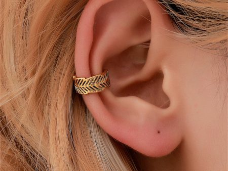 18K Gold-Plated Leaf Ear Cuff Fashion