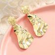 18K Gold-Plated Textured Geometric Drop Earrings For Discount