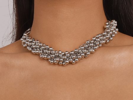 Silver-Plated Beaded Chain Necklace Discount