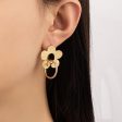 18K Gold-Plated Flower Circle Drop Earrings Fashion