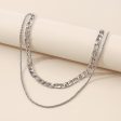 Silver-Plated Curb-Chain & Rope-Chain Layered Necklace Fashion