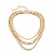 18K Gold-Plated Bead & Snake Chain Necklace Set Cheap