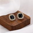 Black Crystal & 18K Gold-Plated Square Halo Stud Earrings Online Sale