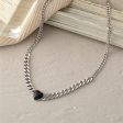 Black Resin & Silver-Plated Heart Pendant Necklace Supply