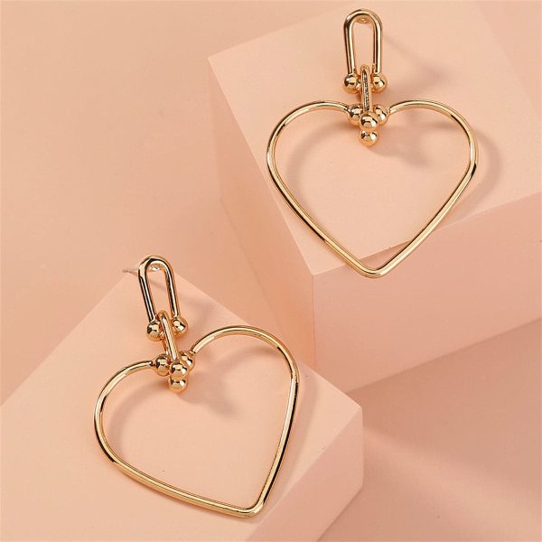 18K Gold-Plated Open Heart Drop Earrings Cheap