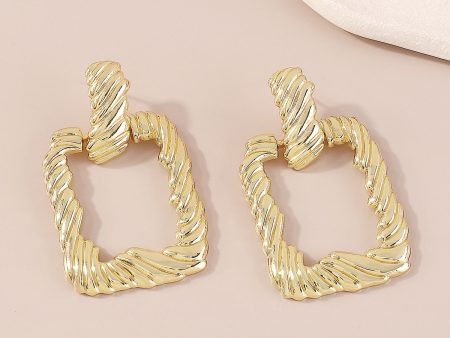 18K Gold-Plated Twine Open Rectangle Drop Earrings For Cheap