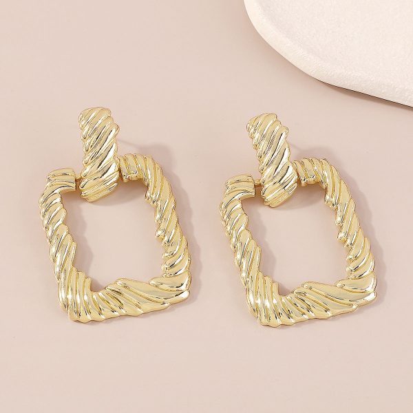 18K Gold-Plated Twine Open Rectangle Drop Earrings For Cheap