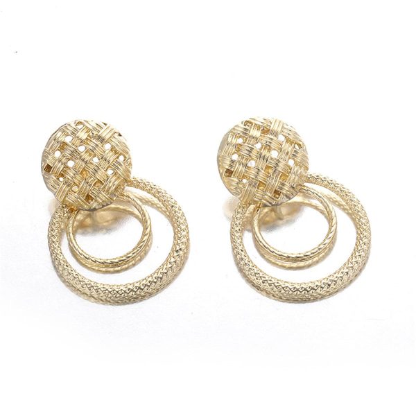 18K Gold-Plated Weave Hoop Drop Earrings on Sale