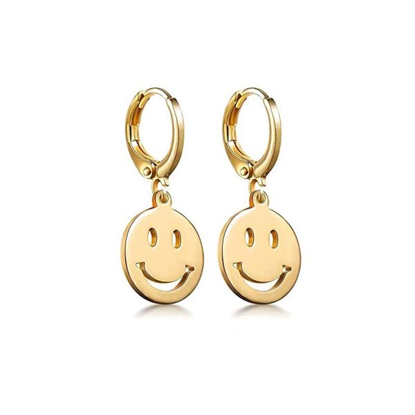 18K Gold-Plated Smiley Huggie Earrings Supply