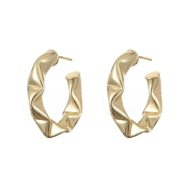 18K Gold-Plated Textured Huggie Earrings Supply